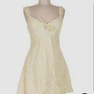 Y2k Francesca Baby Doll Embroidered Eyelet Floral Dress Yellow Sz M Cottagecore